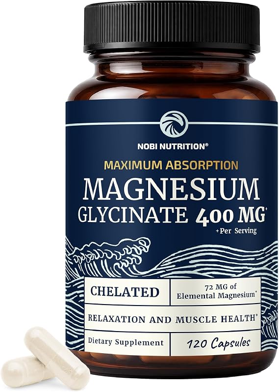 Magnesium Glycinate 400mg, High Absorption, Sleep, Calm & Muscle Support