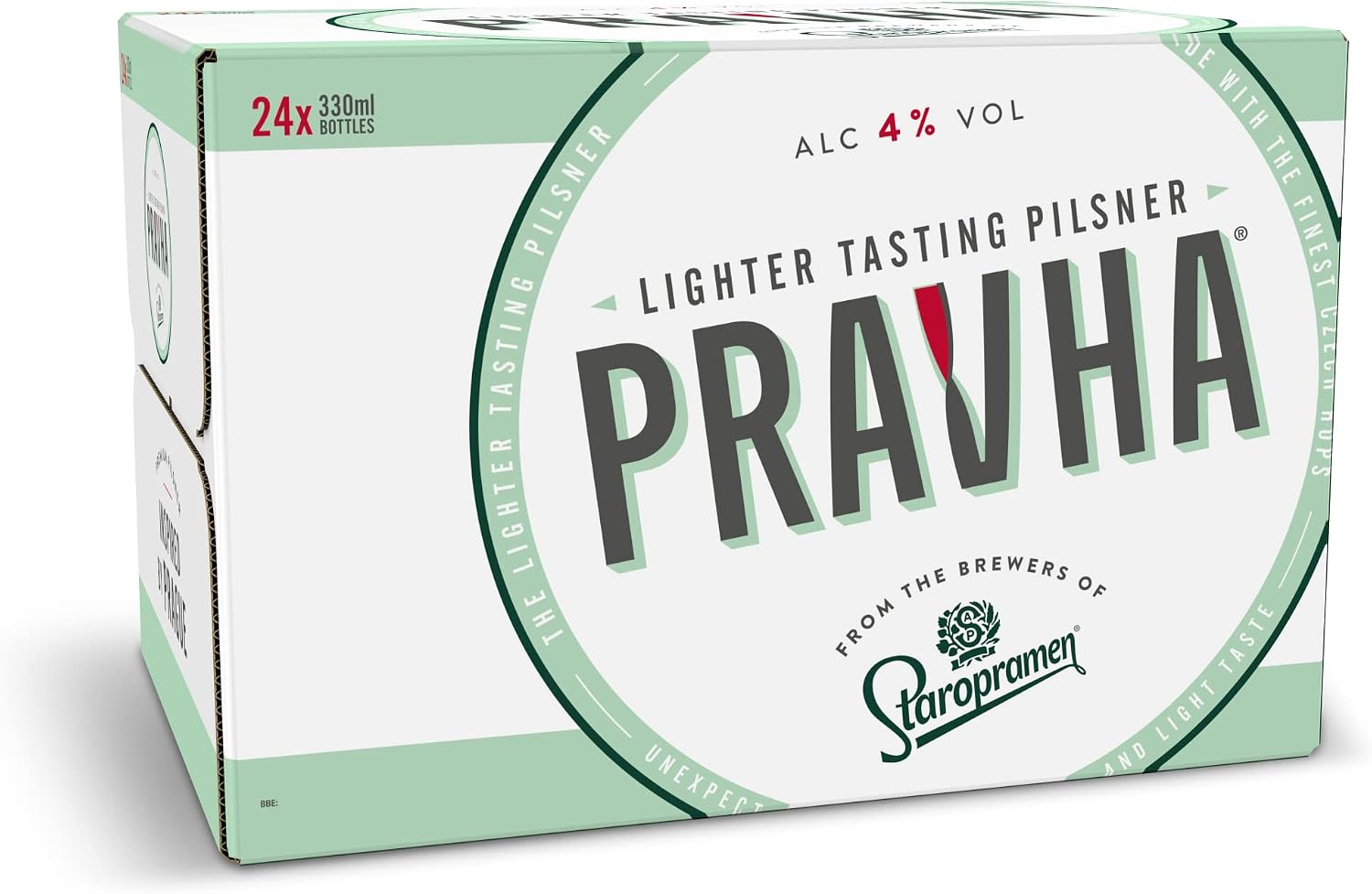 Pravha Lighter Tasting Pilsner Lager Beer 24 x 330 ml bottles
