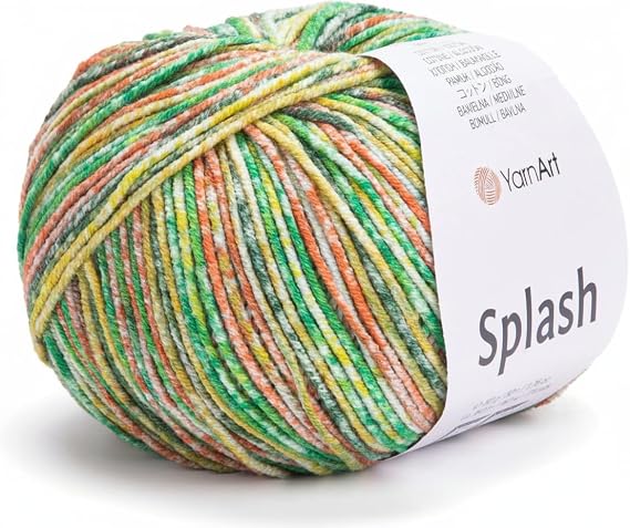 YarnArt Splash Variegated Sport Yarn - 55% Cotton 45% Acrylic 1 Skein/Ball 50g 174yds Soft Cotton Yarn for Amigurumi (940)