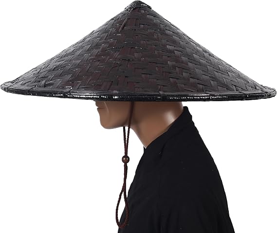 Black Handmade Bamboo Hat Samurai Hat Cosplay Hat (19" x 7")