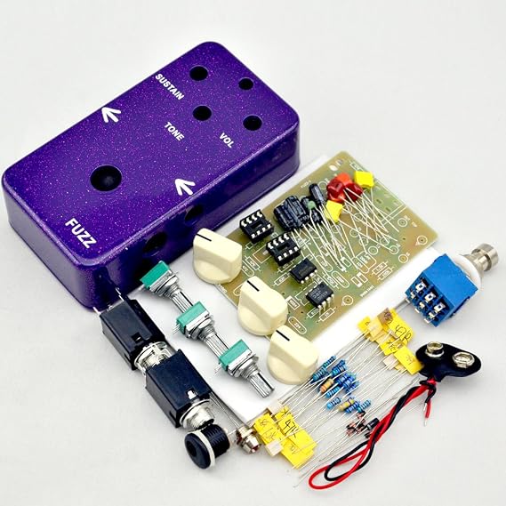 DIY Guitar Pedal Fuzz Full Kit With 1590 Size Box Purple