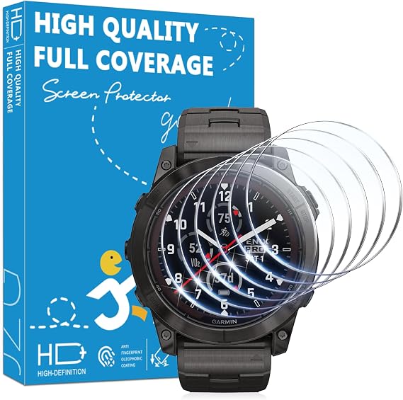 6 Pack Screen Protector for Garmin Fenix 7X/7X Pro (Solar/Sapphire Solar) 51mm, High Clarity, Touch Sensitive, Anti Shatter, Bubble Free, Tempered Glass Screen Protector