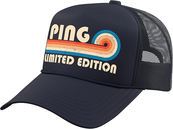 PING Retro 70s 80s Sunset Stripe Trucker Hat with Adjustable Mesh Back