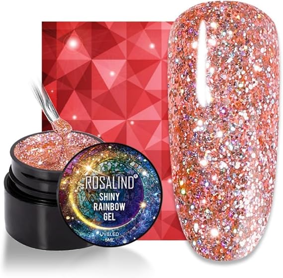 Reflective Glitter Gel Nail Polish, Diamond Nail Glitter, Holographic Nail Polish, Nail Art DIY Manicure Salon, DIY Nail Design, Nail Art Gifts for Girls Women (A513)