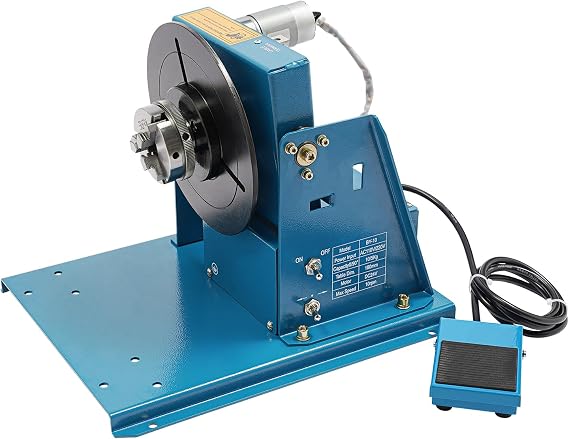 Rotary Welding Positioner, 22LBS Load 0-90 Tilt Tabletop Welding Turntable with 3-Jaw Chuck, 10RPM 10W 110V Welding Positioning Turntable for Precision Welding