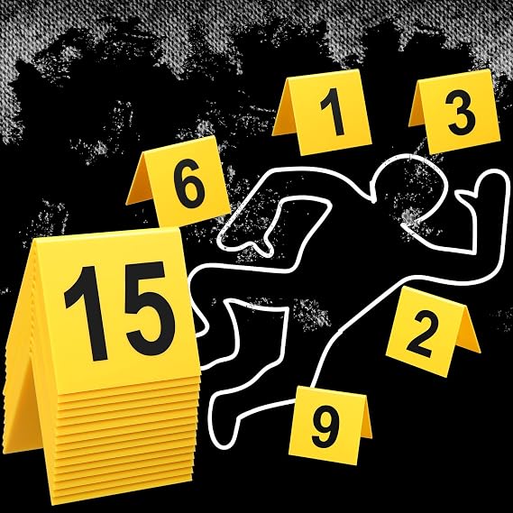 Vicenpal 15 Pcs Evidence Markers Crime Scene Markers Tents Crime Scene Decorations Crime Scene Accessories Mystery Decorations for Adults Detective Game Murder Theme Clue Game Party Decoration