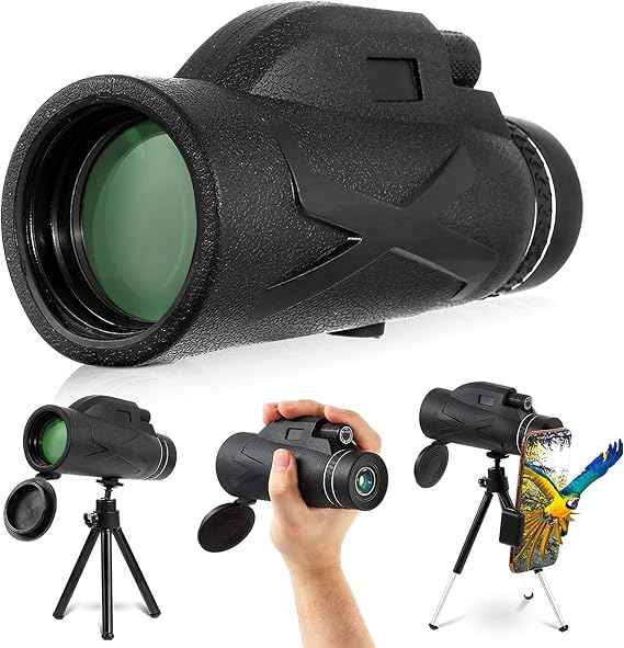 Monoküler Teleskop, 80x100 Full HD Yüksek Çözünürlük, 10 Km Görüş Mesafesi, 52 mm Objektif Lens, Gece Görüş Destekli, Tripod ve Telefon Tutuculu, Taşıma Çantalı Profesyonel Monoküler Dürbün