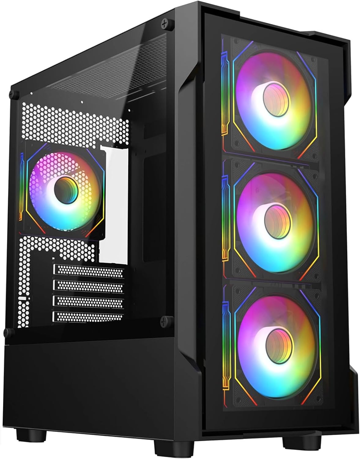 Gaming PC Tower – Intel Core i5, GT 730 4GB, 16GB RAM, Dual Storage 128GB SSD  1TB HDD, Windows 11 Pro, – Complete Gaming PC Set for Home & Office Neo Black