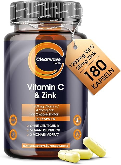 Vitamin C and Zinc Capsules 1200mg & 25mg Clearwave Health