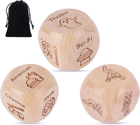 Date Night Dice Ideas Decision Making for Couples, Romantic Wooden Dice Gifts for Him Her Boyfriend Girlfriend Wife Husband,Perfect for Anniversary Bridal Shower Valentine's Day Birthday Wedding