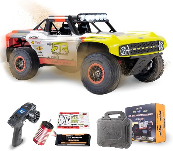 BEEZRC FMS 1/18 FSC18 Ford Bronco RTR EB, Brushed RC Short Course, Licensed by Ford,High Speed RC Truck, 4x4 Off-Road RC Car, Hobby RC Waterproof, Remote Control Car for Adults RTR,Racing Livery 2025