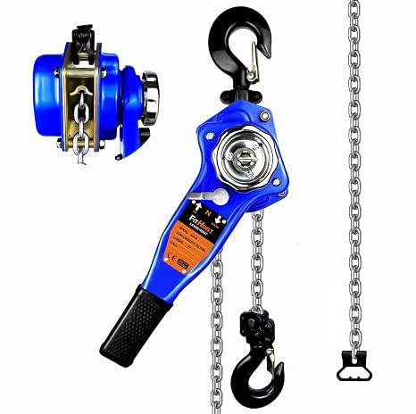 Lever Chain Hoist 1650LBS Capacity 10FT Manual Ratchet Chain Puller Hoist with 2 Hooks for Open-Air and Unpowered Operations (1650LBS 10FT)