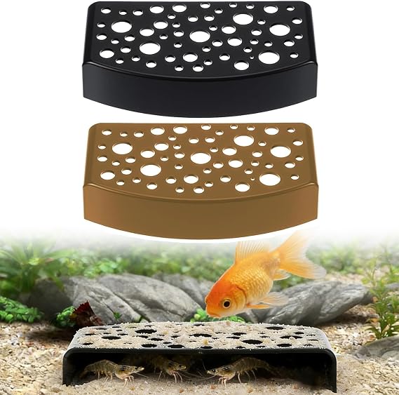Shrimp Hide, 2 Pack Shrimp Cave for Aquarium, Aquarium Caves and Hides, Black and Brown Shrimp Hides for Aquarium, 13 * 7 Shrimp Tank Accessories