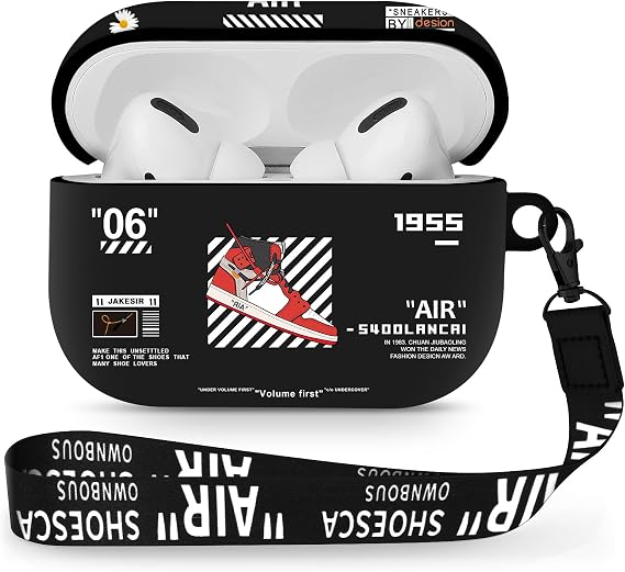 Gedicht Airpods Pro 2 Case, Cute Cool Red Shoes Pattern TPU Soft Case for Airpods Pro 2nd/1st Gen, Shockproof with Lanyard & Keychain