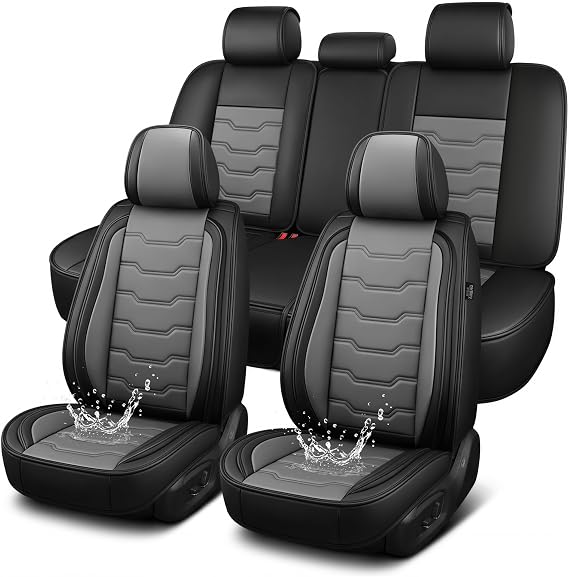 DISUTOGO for Hyundai Tucson Seat Covers 2005-2026(5 Seats,Grey) | Airbag-Compatible, Easy to Install, Non-Slip Bottom, Easy Wipe Clean, Waterproof Premium Leather Car Seat Covers
