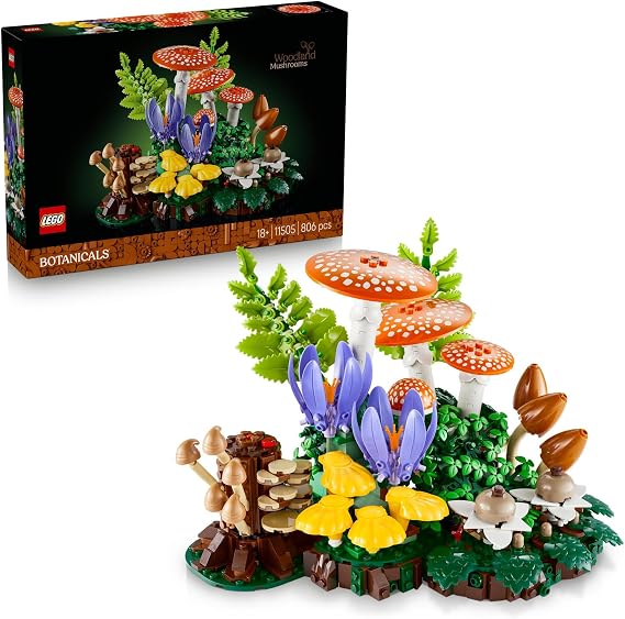 LEGO Botanicals Orman Mantarları 11505 | Yetişkinler için Horoz ve İstiridye Mantarları İçeren Dekoratif Model Yapım Seti, Hediye Fikri (806 Parça)