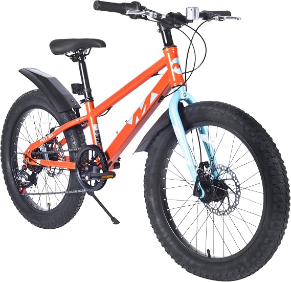 Fat Tire Mountain Bike 20-Inch Bicycle with 3-Inch Wide Knobby Tires,High Carbon Steel Frame, 7 Speed Shifting Syetem&Dual-Disc Brake Fat Tire Bike/Beach and Snow Bicycle
