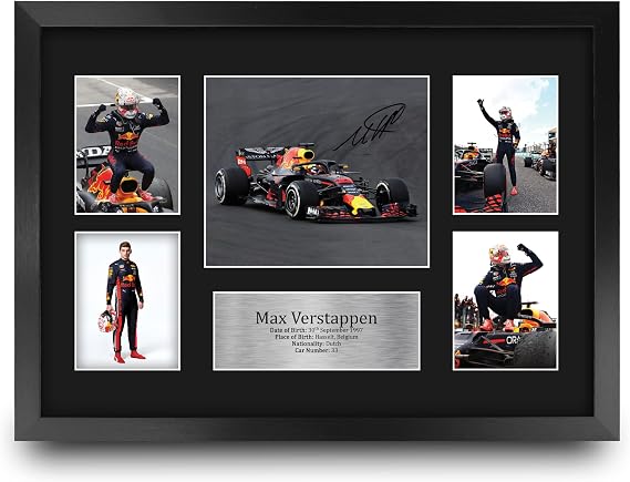 HWC Trading Max Verstappen 16 x 12 inch (A3) Printed Gifts Signed Autograph Presentation Display for F1 Formula 1 Racing Fans - 16" x 12" Framed