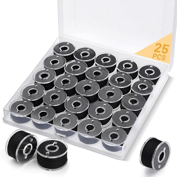 25 PCS Bobbin Thread Sewing Bobbins Black Sewing Machine Thread