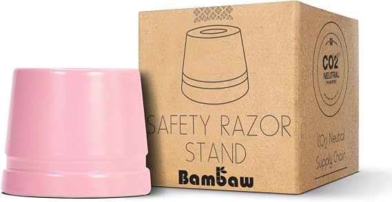 Bambaw Pink Safety Razor Stand | Razor Holder Stand | Shaver Holder Stand does not fit all Safety Razors | Double Edge Razor Stand | Straight Razor Stand | Razor Holders | Single Razor Stand