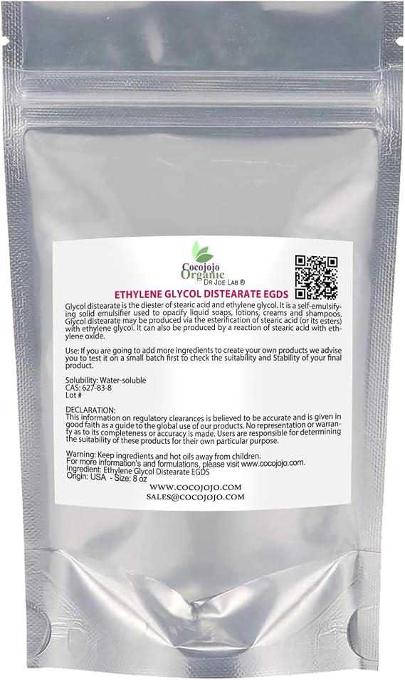 cocojojo - Ethylene Glycol Distearate EGDS - Pearly Emulsifying Material - 8 oz