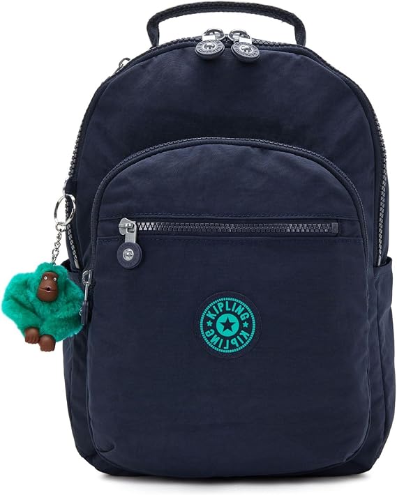 Kipling Seoul S Backpack Lightweight Laptop Tablet Travel Daypack, BLUE GREEN BLOCK