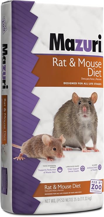 Mazuri Rodent | Nutritionally Complete Rat and Mouse Food | Ammonia-Reduction Formula - 25 Pound (25 lb.) Bag