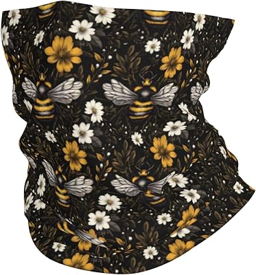 Neck Gaiters for Men Women - Daisy Bee Print Head Scarf Balaclava Face Mask Cover Neck Scarf Bandana