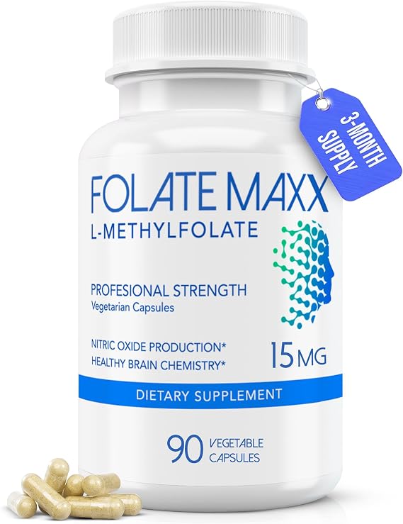 FolateMaxx L Methylfolate 15mg, 90 Capsules Doctor Formulated Methyl Folate Supplement for Women & Men High Potency 5-MTHF for Energy, Mood & Focus Non-GMO, Gluten-Free (3-Month Supply)