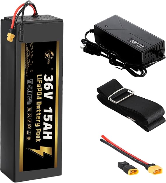 LFP 36 V 15 AH 18 AH B-a ttery | Re-chargeable LiFe PO4 B-a ttery&Cable Strap&0-540W(36 V 15 AH)