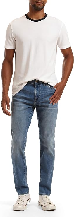 Mavi Matt Classic Men's Straight Leg Jeans, Mid-Rise Relaxed Fit Jeans for Men, Men's Sustainable Jeans, Light Brushed Feather Blue, Light Wash Blue Jeans, 33 x 32