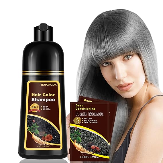 Silver Gray Hair Dye Shampoo, Champu Para Canas | Hair Dye Shampoo 3 in 1, Root Touch Up, Long Lasting Color, Easy Shampoo Hair Dye, Salon Results at Home, Value Size