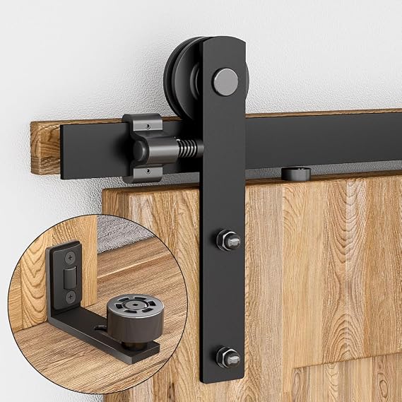 5.5FT Sliding Barn Door Hardware Kit, Smoothly and Quietly, Easy to Install, Fit 33" Wide and 1.18"-1.96" Thickness Single Wood Door, Includes Installation Instruction