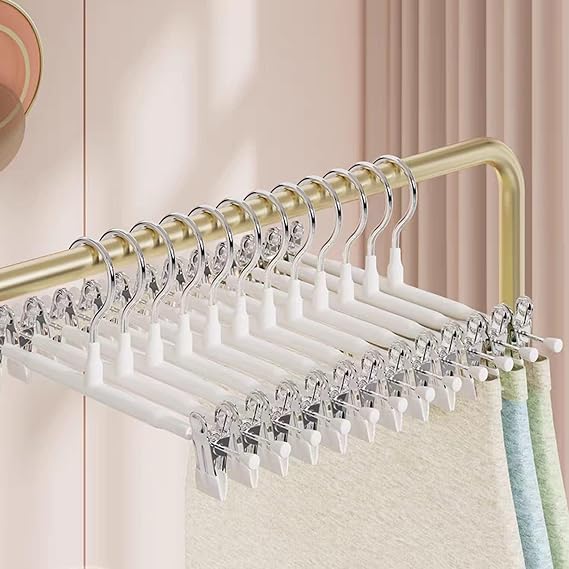 20 Pack Trouser Hanger, 30cm Pants Hangers Space Saving Skirt Hangers with Adjustable Clips,Heavy Duty Clothes Coat Garment Jeans Hangers