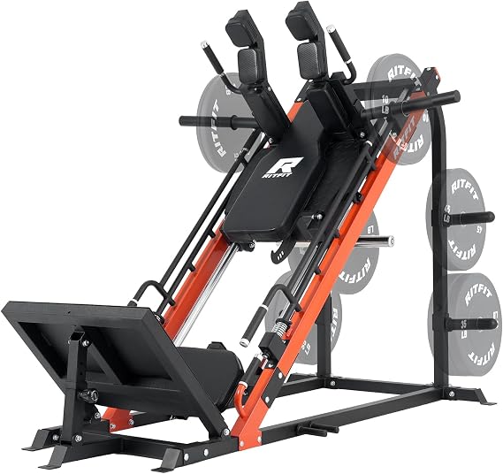 RitFit 3-in-1 Leg Press & Hack Squat Machine, 1500LB Capacity | Steel Frame with Roller Bearings, Rock-Textured Footplate, Weight Storage and Compact Space-Saving Design