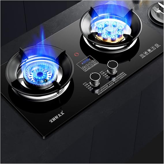 Gas Stove Cooktop 2 Burners,Portable Stainless Steel Built-in Gas Hob LPG/NG Dual Fuel Easy to Clean for RVs, Apartments Kitchen Stove (Size : NG)