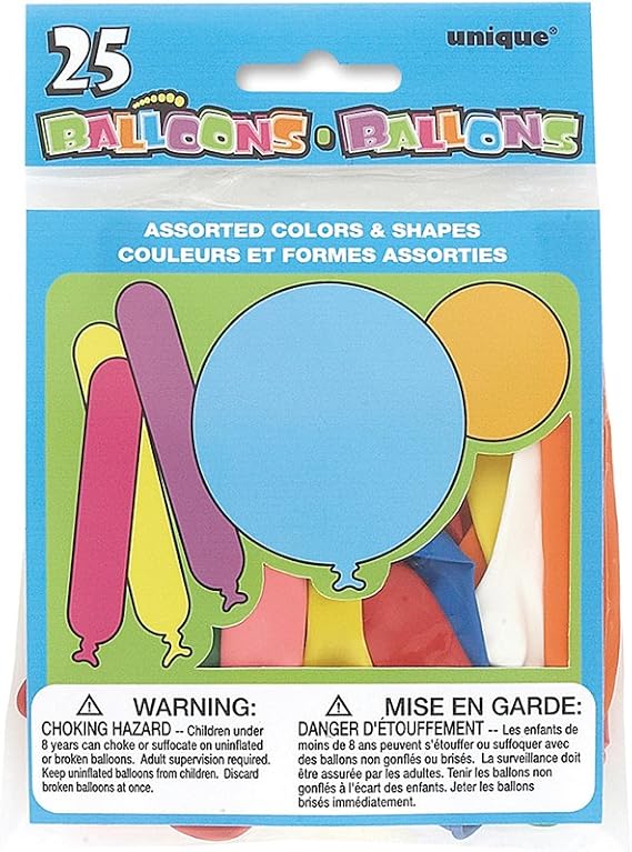 Assorted Shape & Size Latex Balloons, 25ct
