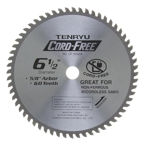 Tenryu CF-16560A 6-1/2" 60T Non-ferrous blade