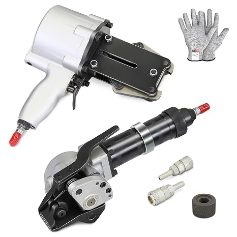 Packaging Pneumatic Metal Steel Strapping Banding Tool Machine for 1 1/4" (1.25") Steel Strap Integrates Functions of Tensioner & Crimper Sealer