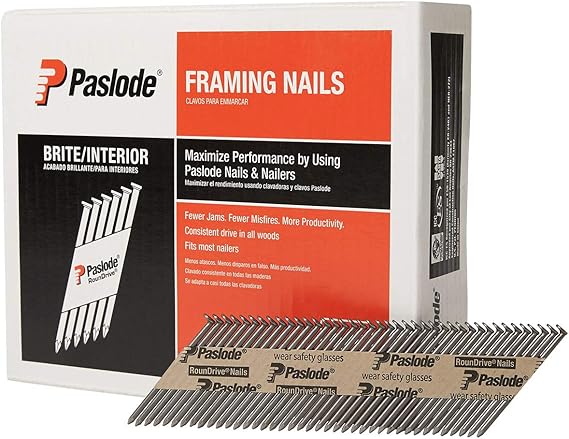 Paslode, Framing Nails, 650604, 30 Degree RounDrive Brite, 2 3/8 inch x.113 Gauge, Smooth, 2,000 per Box