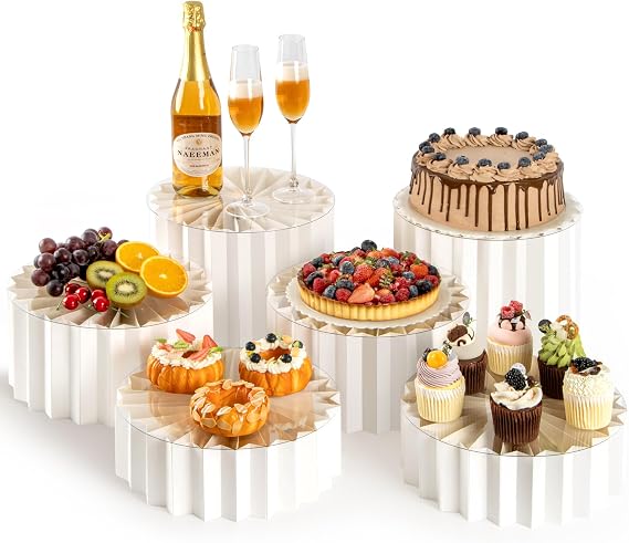 PUERSI 6 Pack Buffet Risers, Foldable Food Display Risers for Party