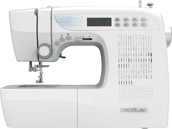 Cecotec Máquina de Coser Eléctrónica- 215 Puntadas - Nivel Experto - BelleCouture 21500. Motor Digital, Pantalla LCD, Mando para ajuste de hilo, Devanado de Bobina Automático, Luz LED, Kit Accesorios
