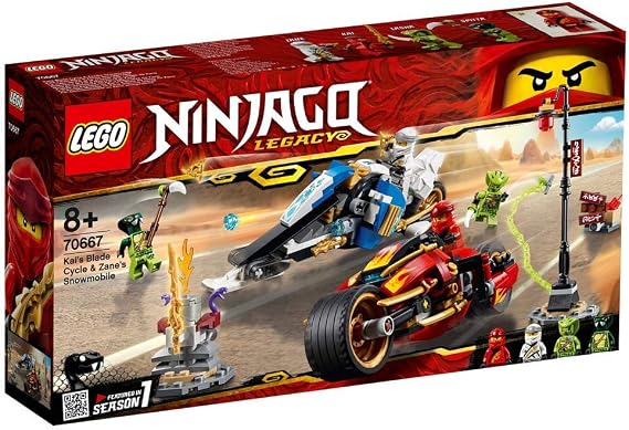 LEGO NINJAGO Legacy Kais Blade Cycle & Zanes Snowmobile 70667 Building Kit (376 Pieces)