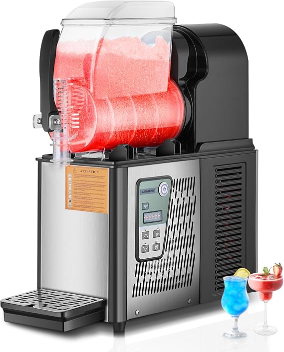 Happybuy Commercial Slushy Machine, 4L Single Tank Frozen Drink Maker, 16 Cups Stainless Steel Margarita Smoothie Slushie Machine for Home, Party, Restaurant, Cafe, and Bar Use