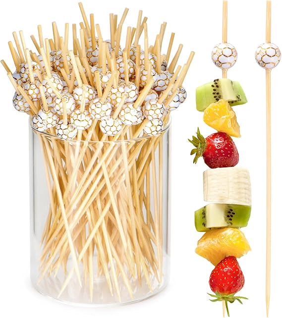 JtmyAota 100 Pcs Soccer Toothpicks, 4.7 Inch Soccer Cocktail Picks