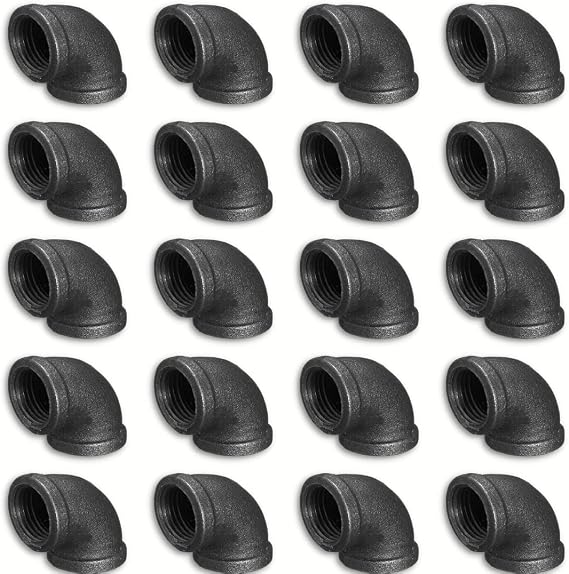 Ironwerks Designs3/4" Elbow, 90 Degree Black Pipe Fittings - Decorative Pipe Decor, Metal Pipe Furniture (20Pack)
