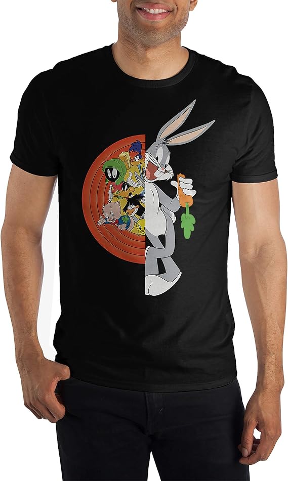 Looney Tunes Characters Featuring Bugs Bunny Men's Black T-Shirt Tee Shirt