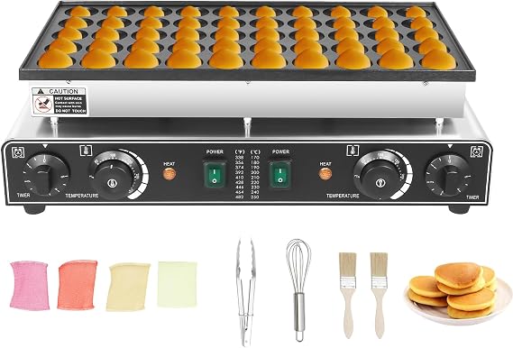 50 Holes Mini Pancake Maker,50-300℃ Temp 5 min Time Control