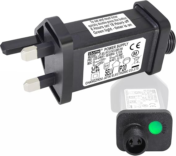 CubePlug 31V3.6W Transformer for CZJUTAI JT-EL/FC31V3.6W with 8 Modes, Memory & 6 Hour Timer, for Christmas Tree Lights with multifunction botton (3.6W)