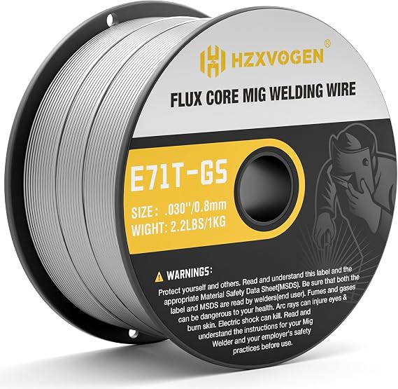 H HZXVOGEN Flux Core Welding Wire .030, E71T-GS Low Splatter 2-Pound Spool Gasless Mild Carbon Steel MIG Welding Wire(1 Pack)